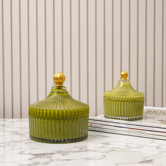 Green Glass Jewellery Organiser/ Candy Jar/ Storage Organiser/ Serveware