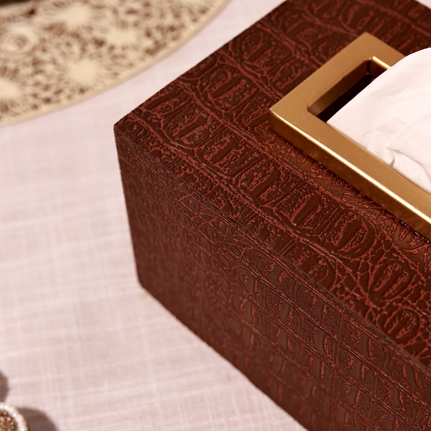 Brown Leather Tissue Box