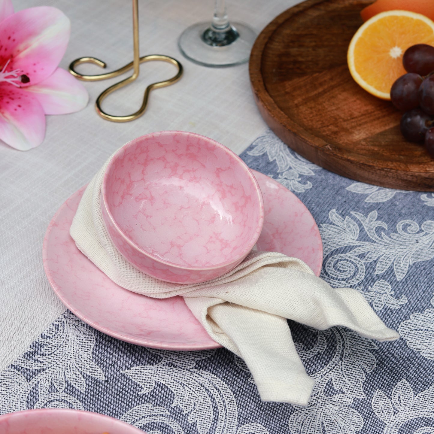 Pink Ceramic 20 Piece Dinner Set