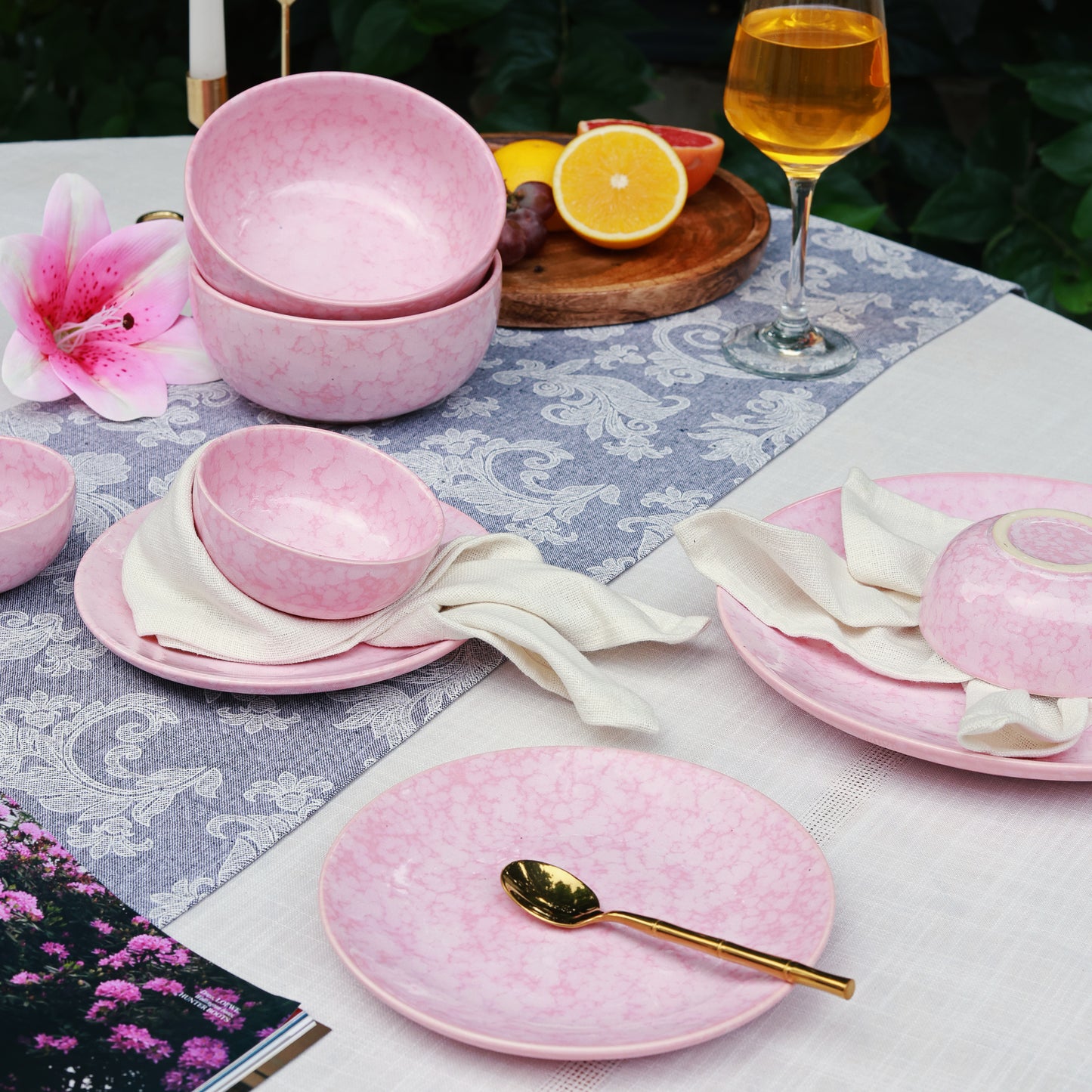 Pink Ceramic 20 Piece Dinner Set