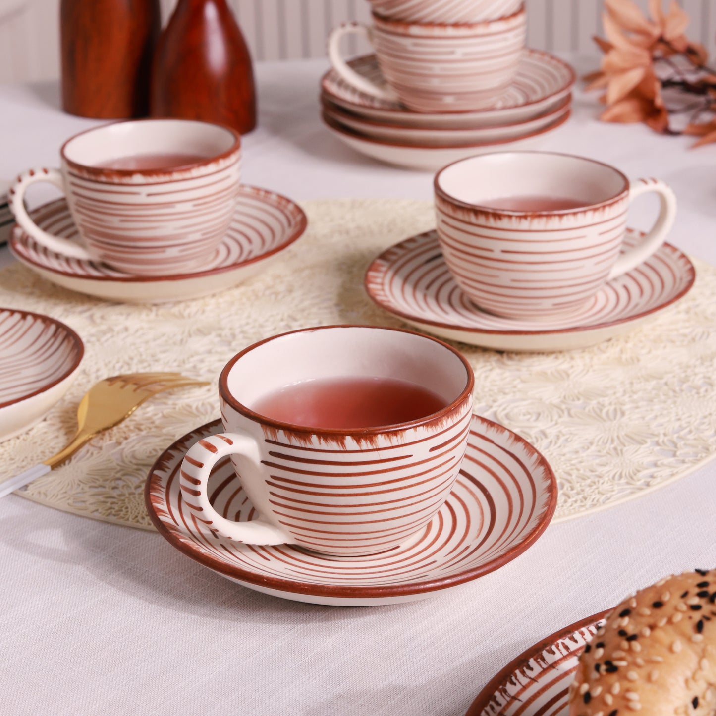 Striped Tea Cup and Saucer