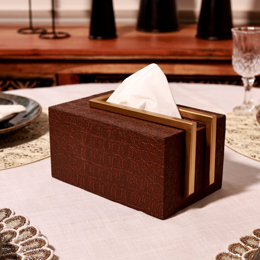 Brown Leather Tissue Box