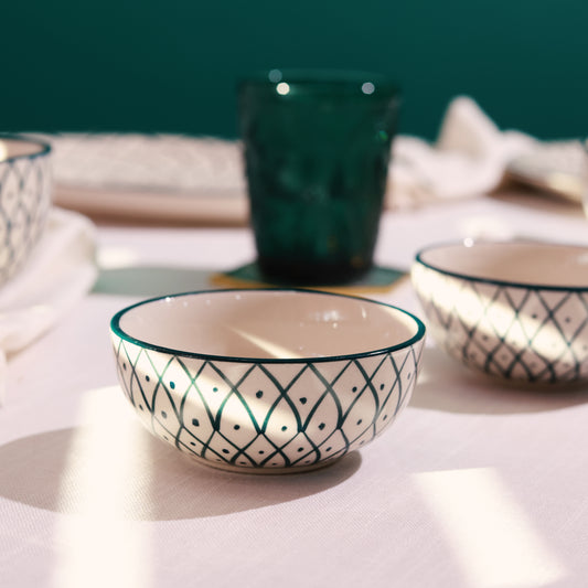 Green Printed Ceramic Side Bowl