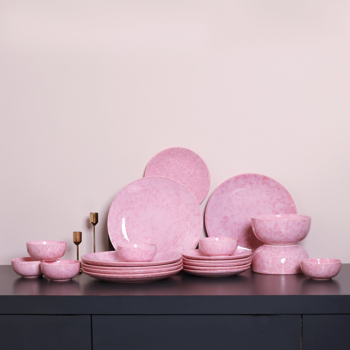 Pink Ceramic 20 Piece Dinner Set