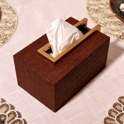 Brown Leather Tissue Box