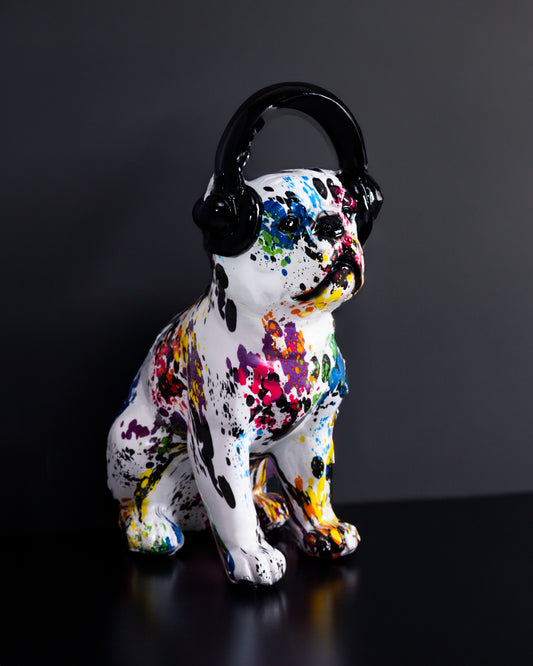 Multicolored Headphone Dog Statue