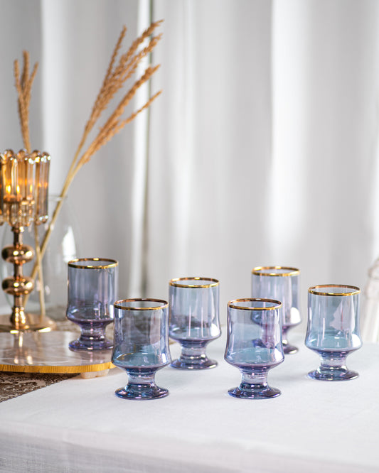 Opal Vintage Glass- Blue (Set of 2)