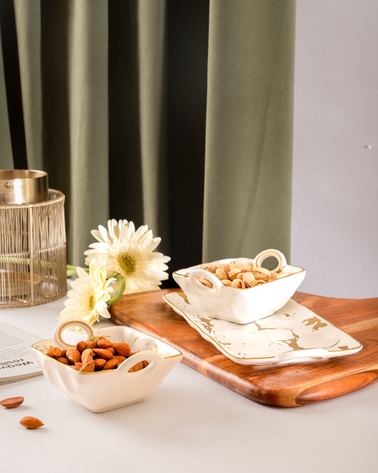 Marble Top Snack Serving Tray