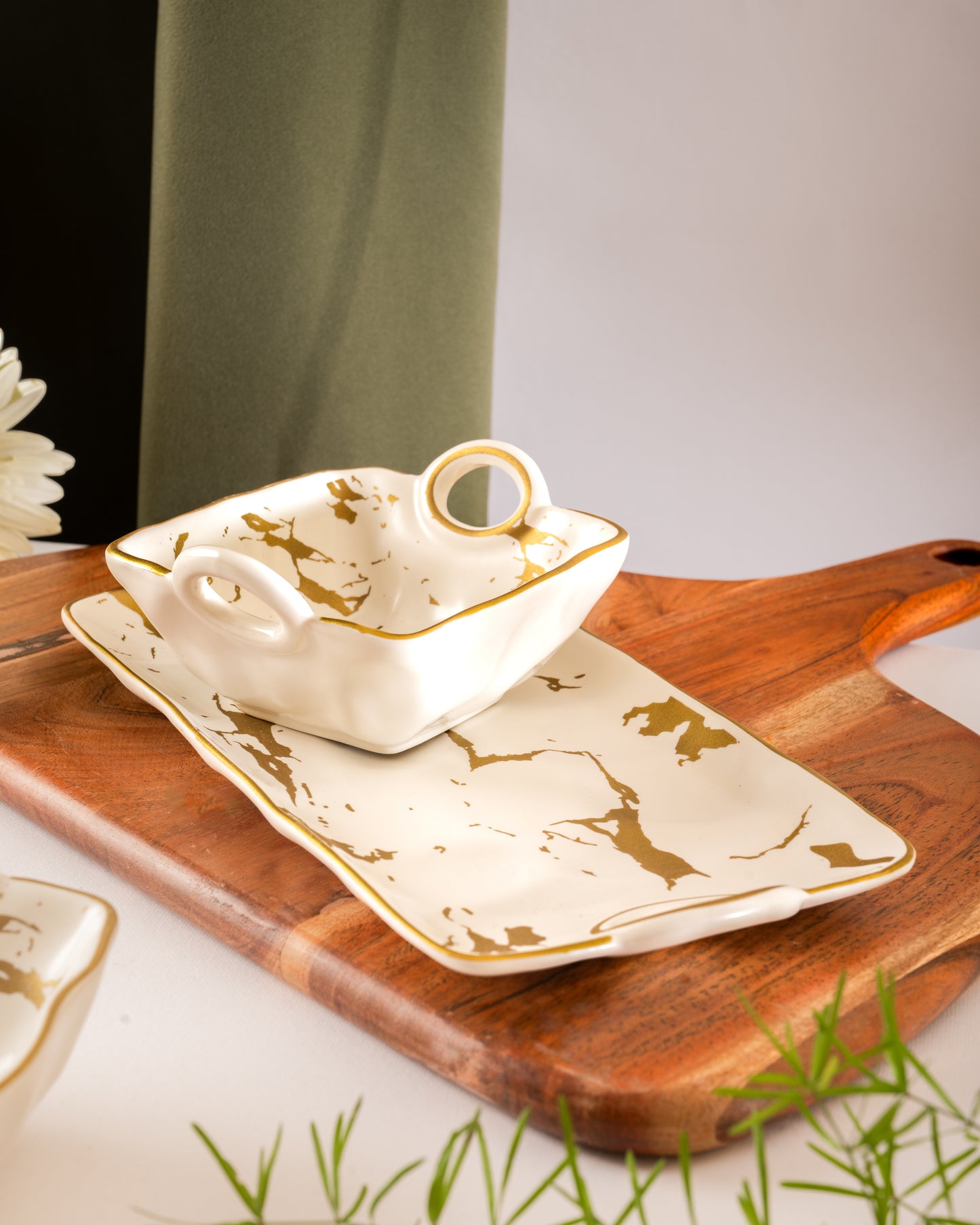 Marble Top Snack Serving Tray