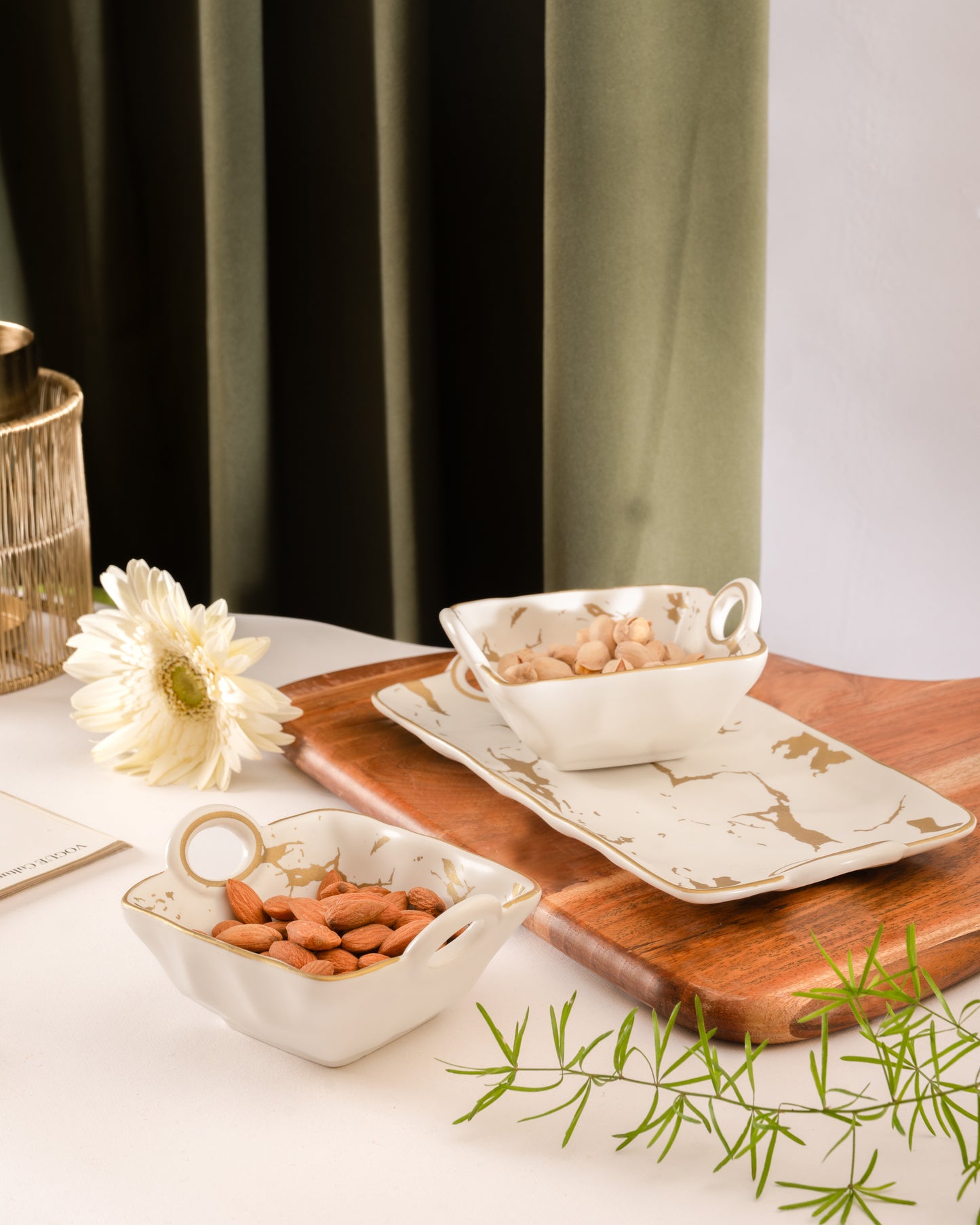 Marble Top Snack Serving Tray