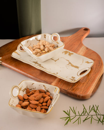 Marble Top Snack Serving Tray