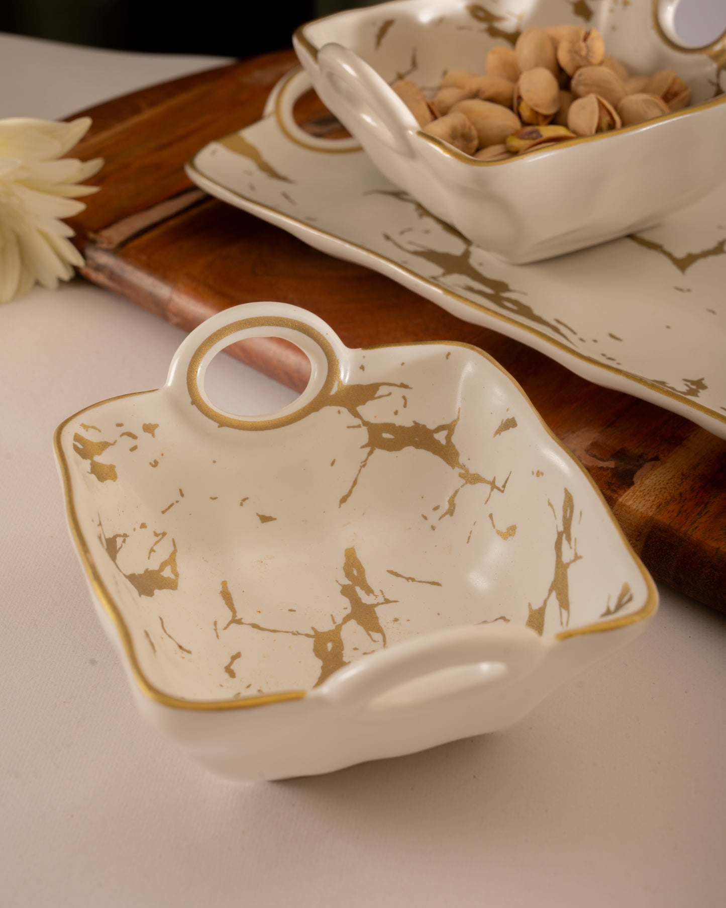 Marble Top Snack Serving Tray