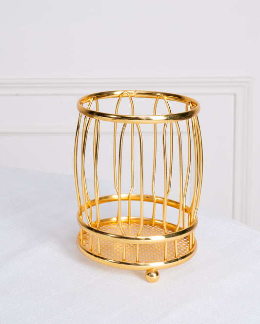 Round Cut Gold Cutlery Stand