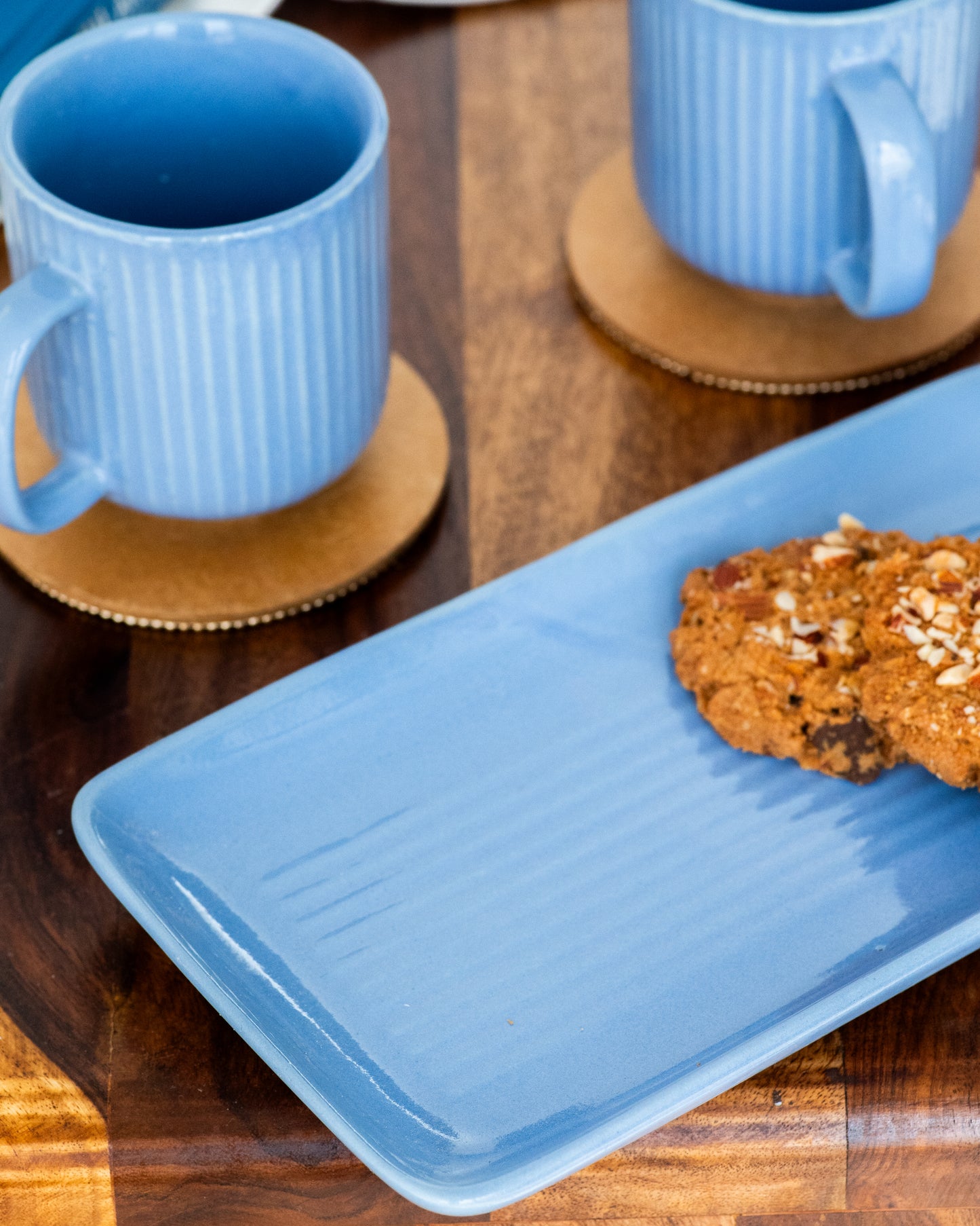 Striped Coffee Mug with Tray