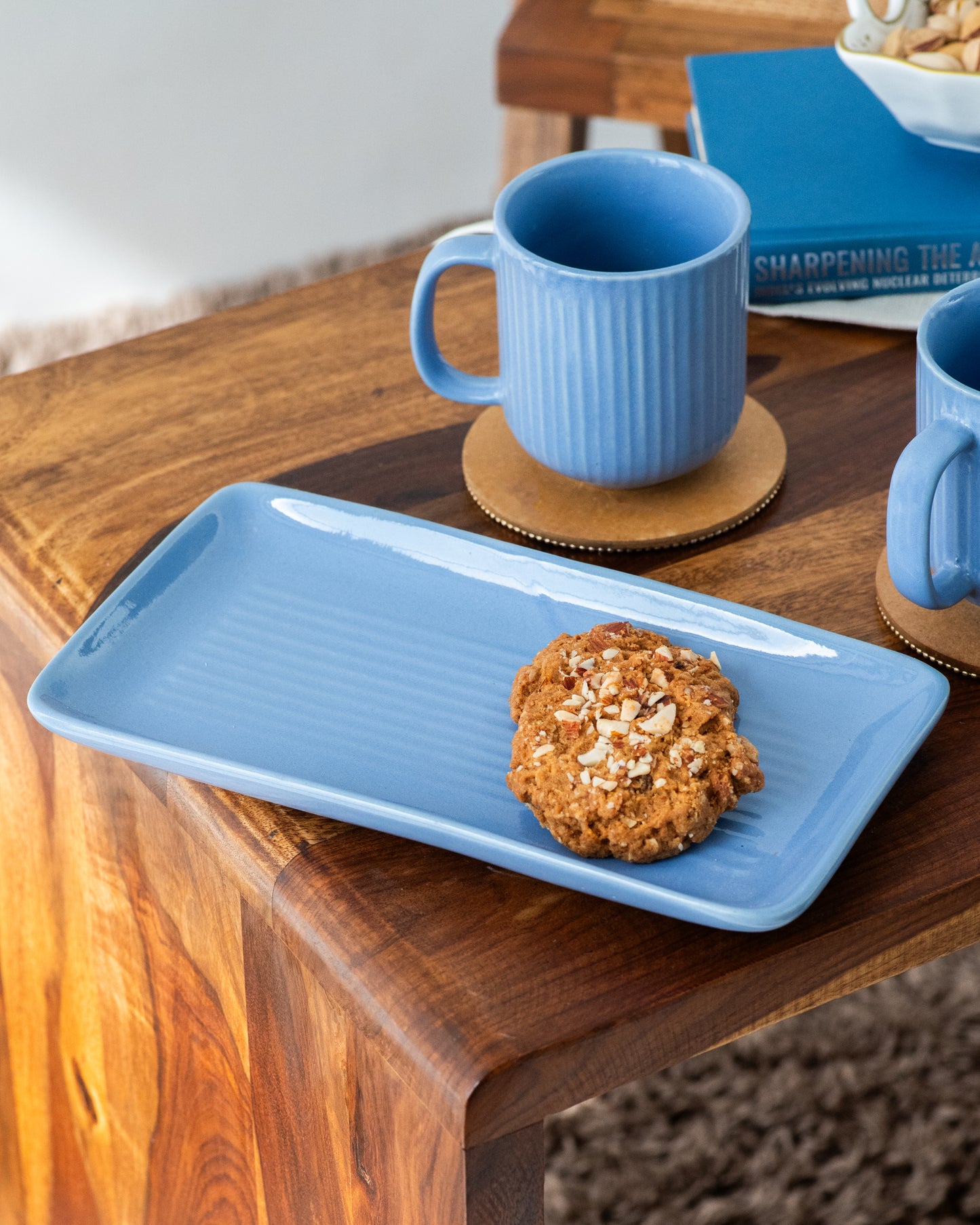 Striped Coffee Mug with Tray