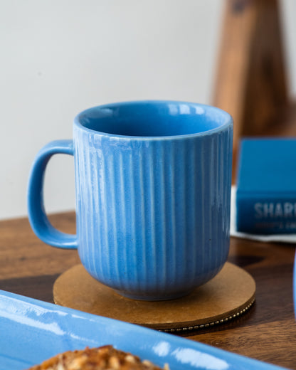 Striped Coffee Mug with Tray