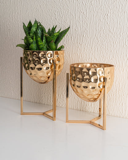 Dotted Metal Golden Planter