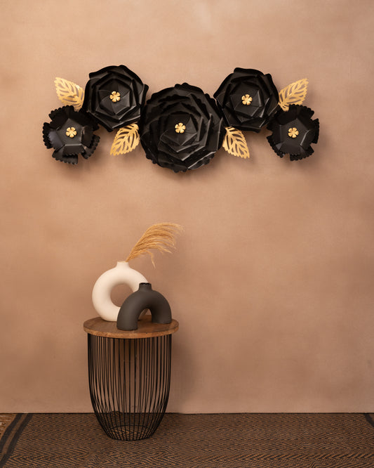 Black Floral Metal Wall Art