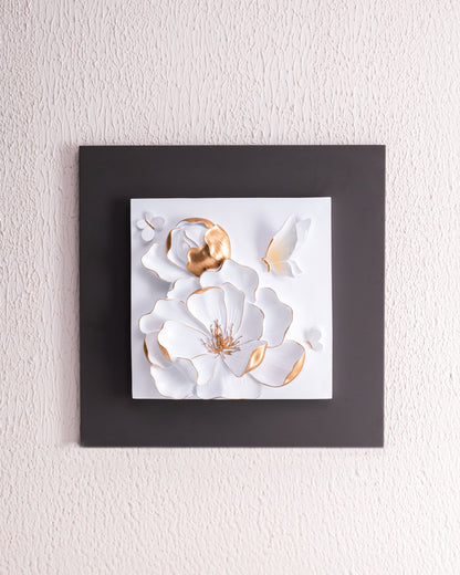 Floral Matte Grey Wall Art