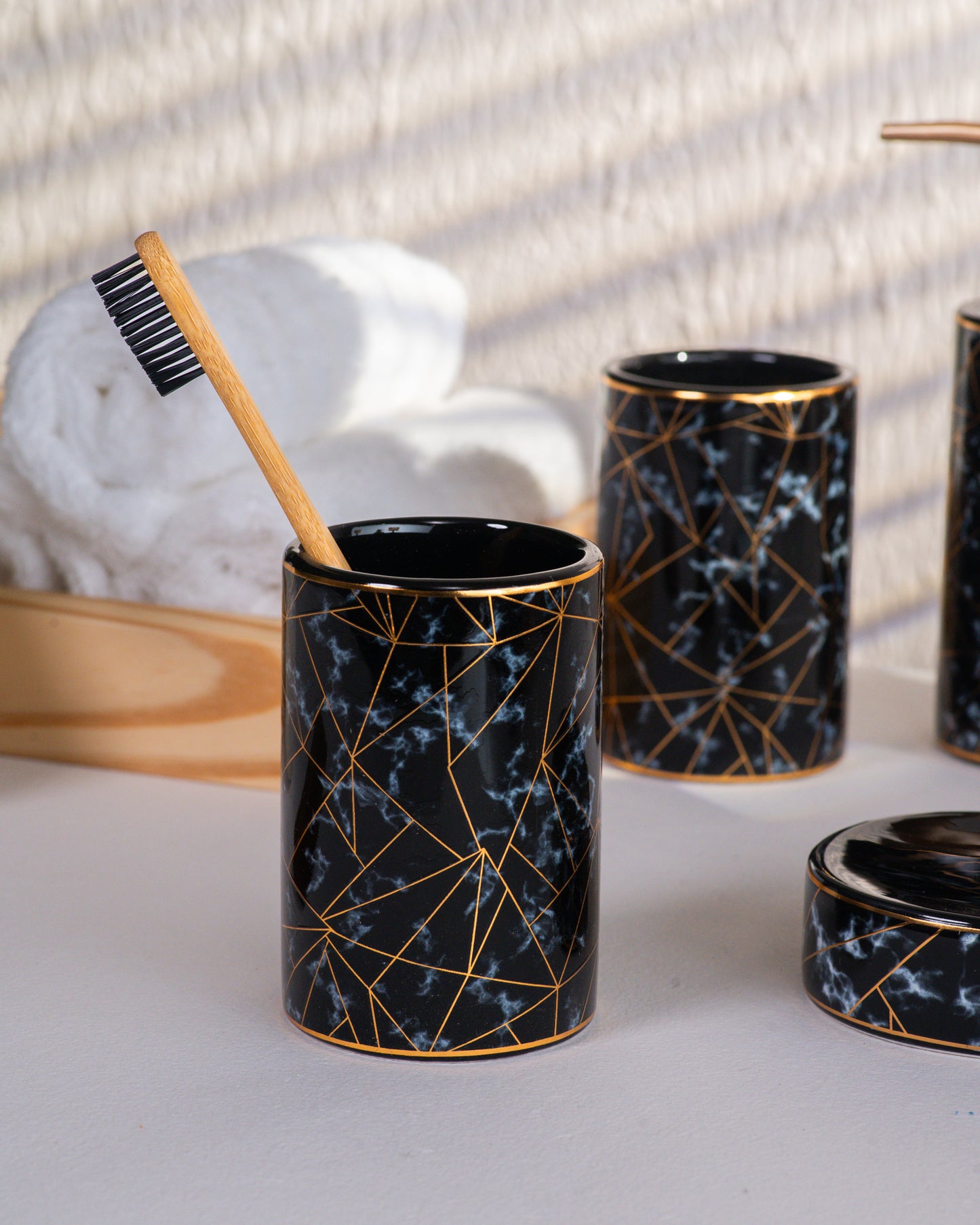 Black Marble Finish Bath Set