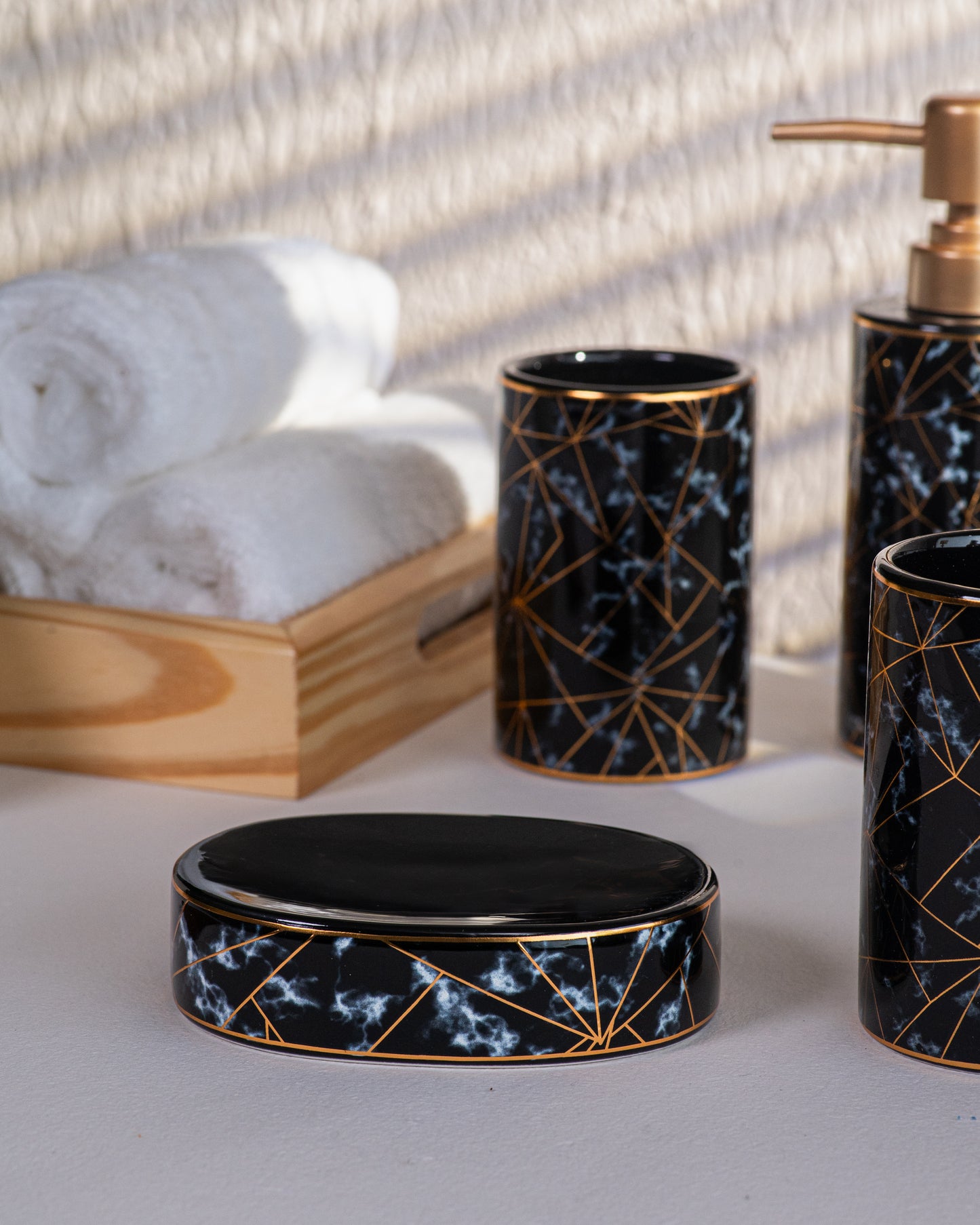 Black Marble Finish Bath Set