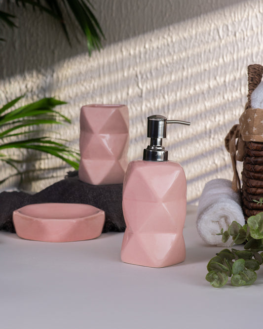 Gloss Ceramic Bath Set- Pink