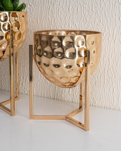 Dotted Metal Golden Planter