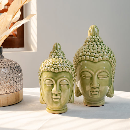 Budha Head Statue- Green