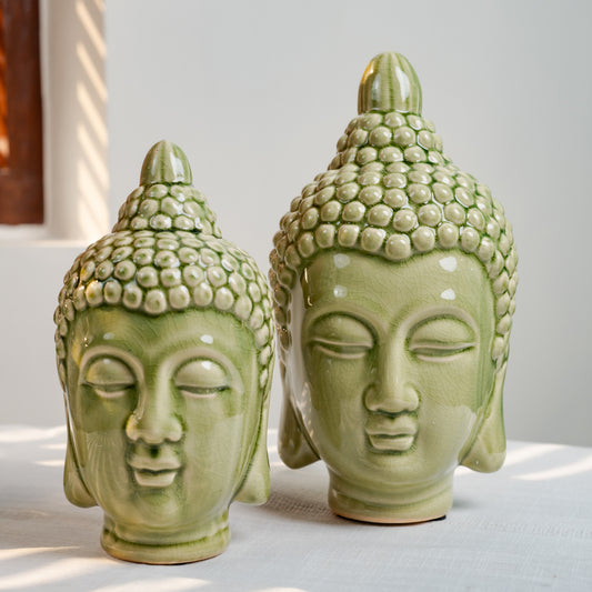 Budha Head Statue- Green