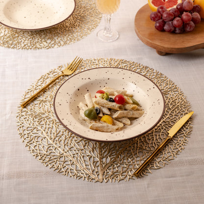 Brown Dotted Pasta Plate