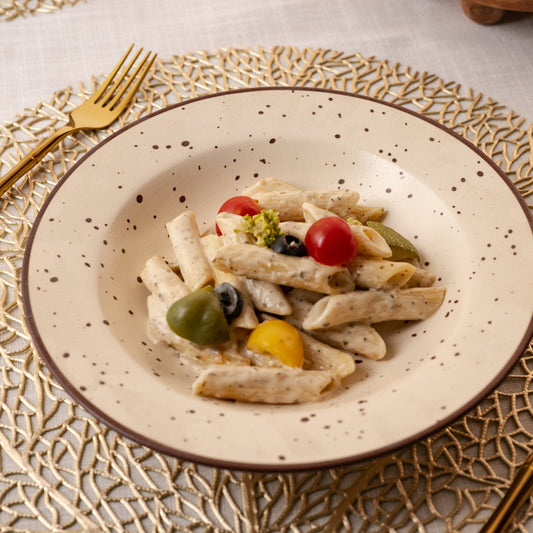 Brown Dotted Pasta Plate