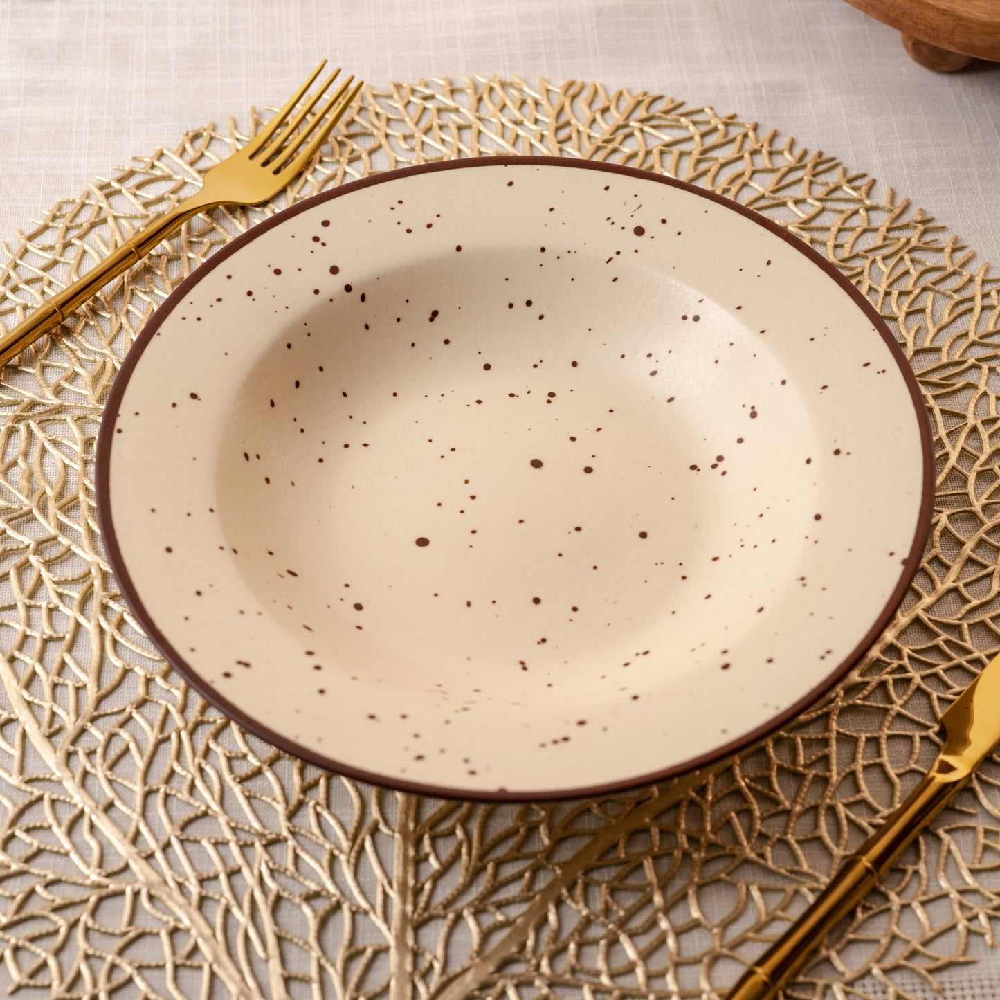 Brown Dotted Pasta Plate