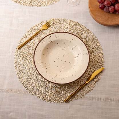 Brown Dotted Pasta Plate