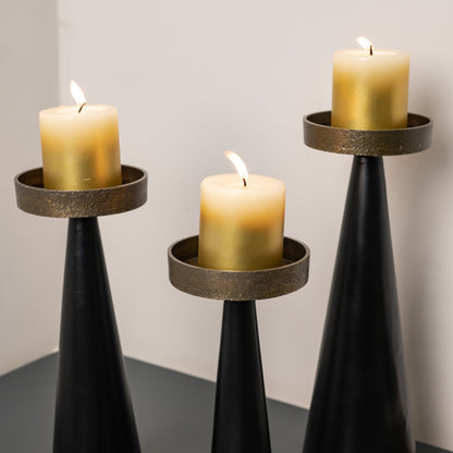 Black Pillar Candle Stand- Set of 3