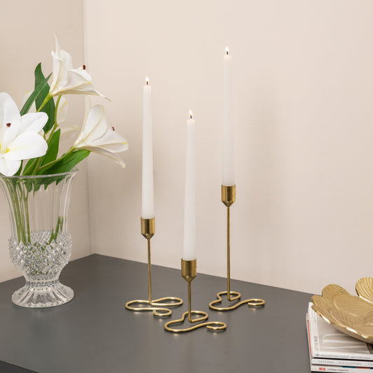 Gold Taper Candle Stand- Set of 3