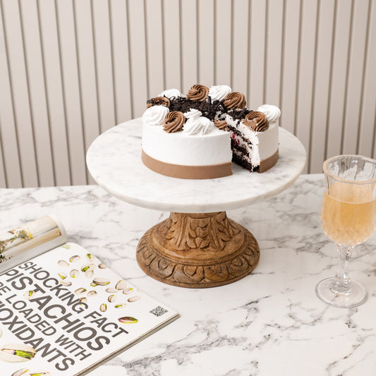 Vintage Wooden Marble Cake Stand