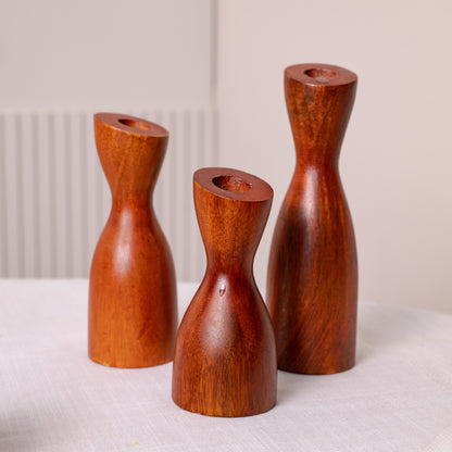 Wooden Candle Stand- Set of 3