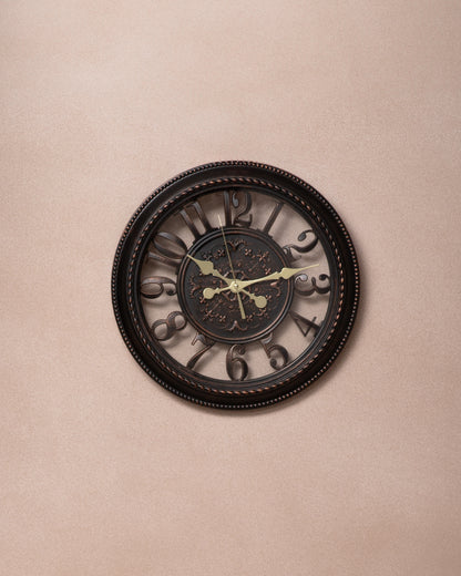Grace Vintage Dark Brown Wooden Wall Clock